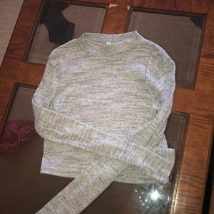 Express Gray long sleeve crop top